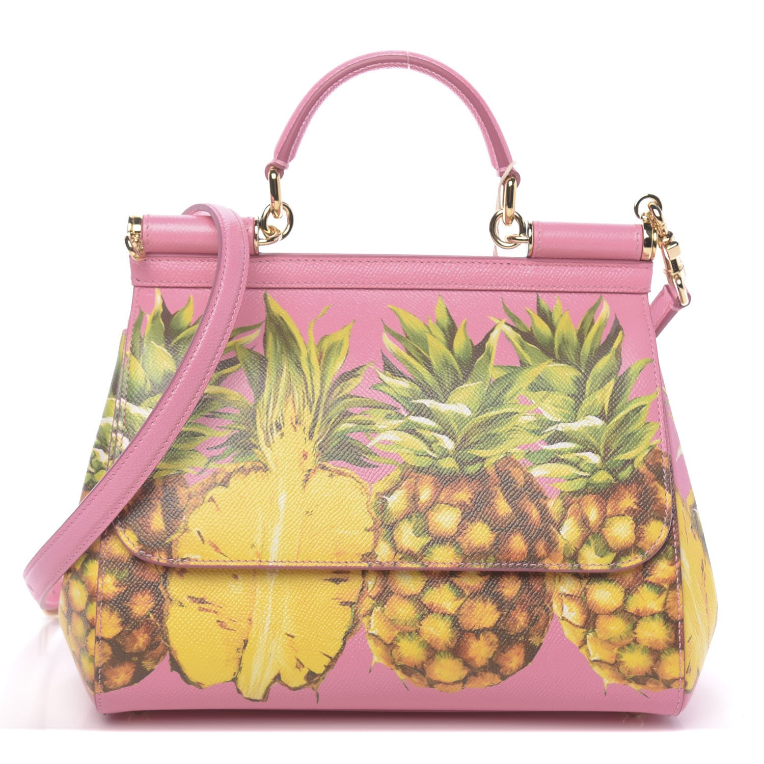 Dolce & Gabbana Dauphine Pineapple Print Small Miss Sicily Satchel Rosa 1 of 10