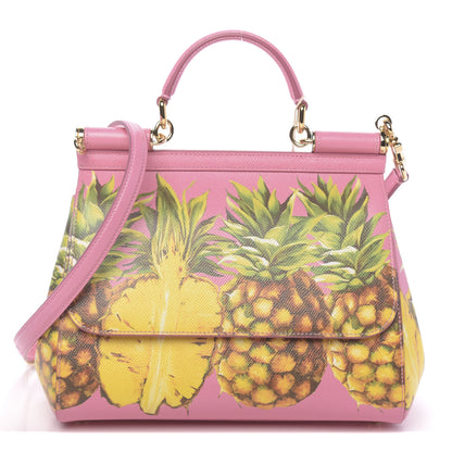 Dolce & Gabbana Dauphine Pineapple Print Small Miss Sicily Satchel Rosa 1 of 10