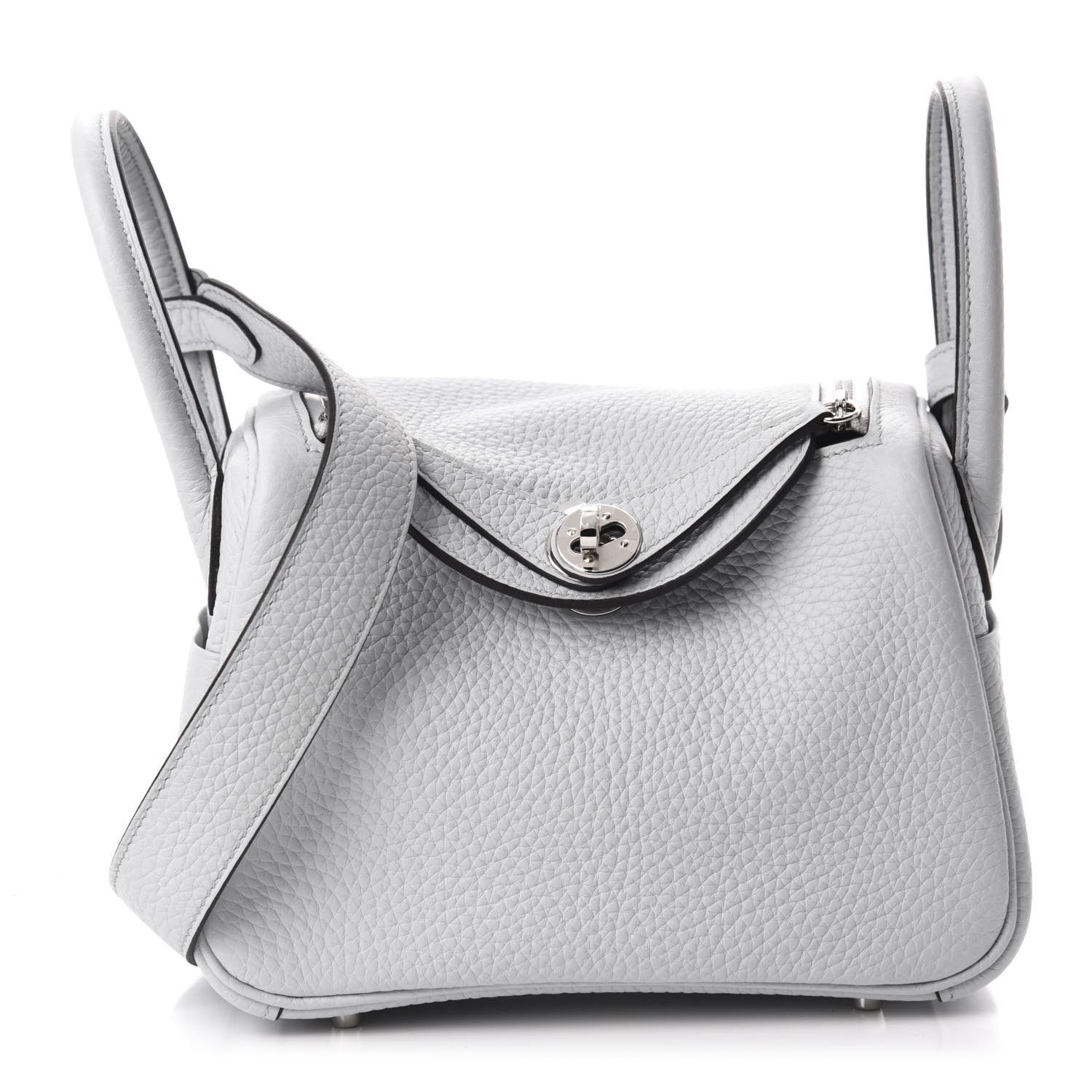 Hermes Taurillon Clemence Mini Lindy 20 Bleu Pale 1 of 11