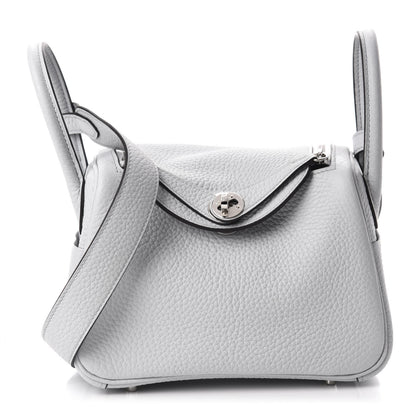 Hermes Taurillon Clemence Mini Lindy 20 Bleu Pale 1 of 11