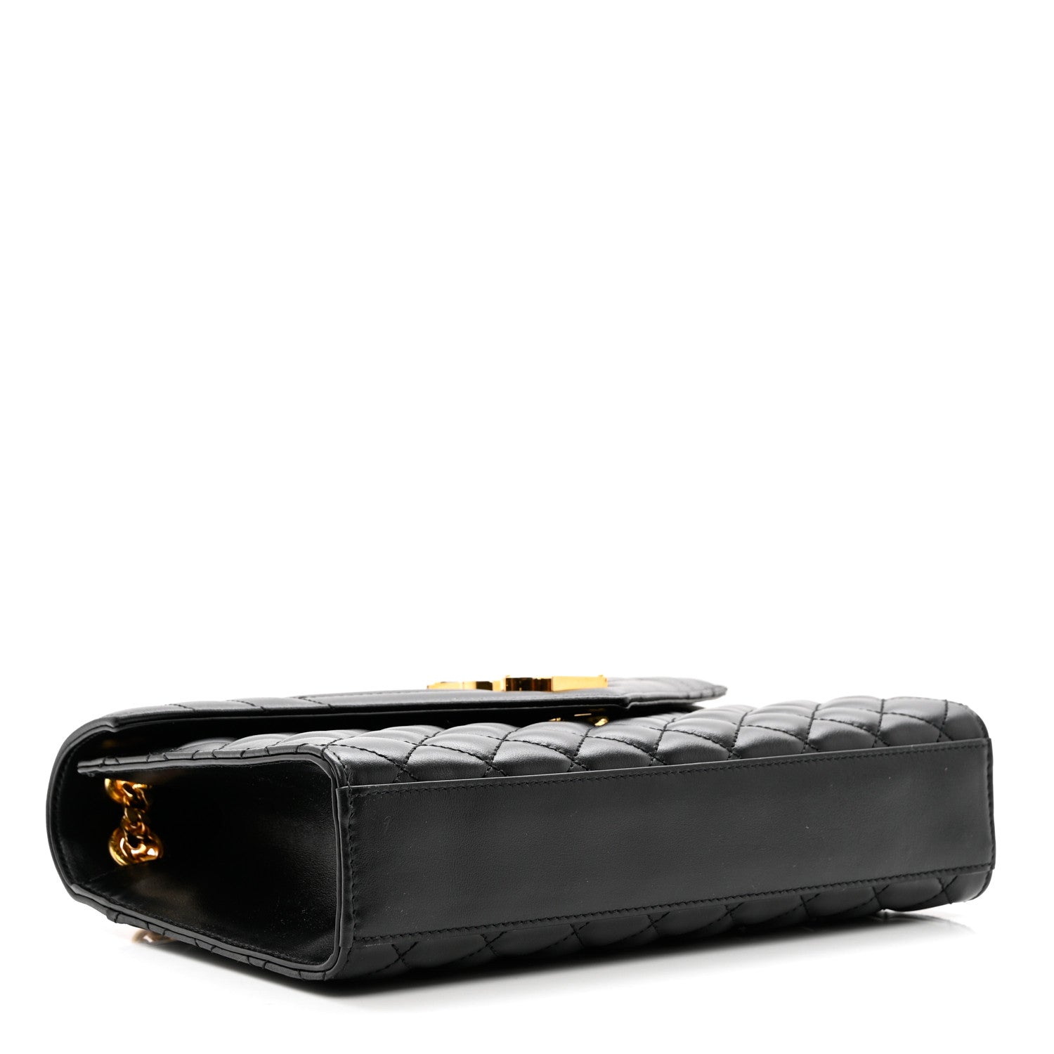 Saint Laurent Lambskin Mixed Matelasse Triquilt Medium Monogram Satchel Black 3 of 8