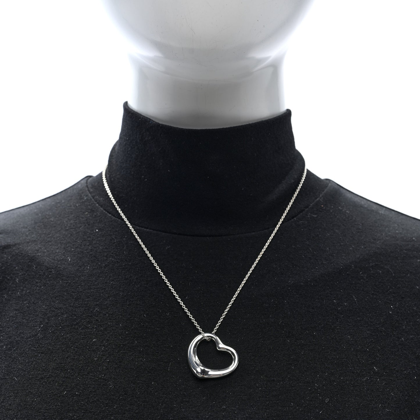 Sterling Silver 27mm Elsa Peretti Open Heart Pendant Necklace