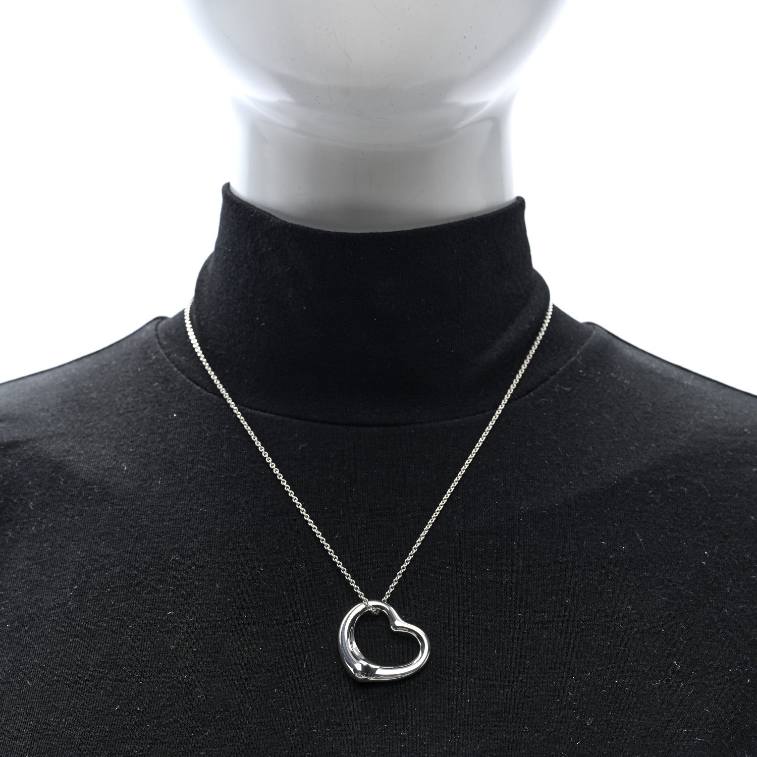 Tiffany Sterling Silver 27mm Elsa Peretti Open Heart Pendant Necklace 2 of 5