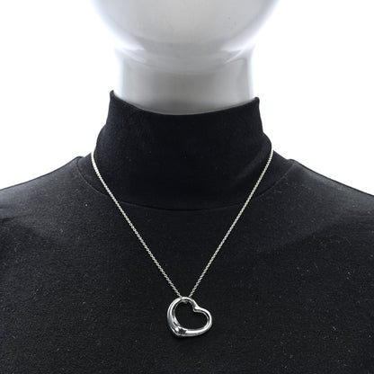 Tiffany Sterling Silver 27mm Elsa Peretti Open Heart Pendant Necklace 2 of 5