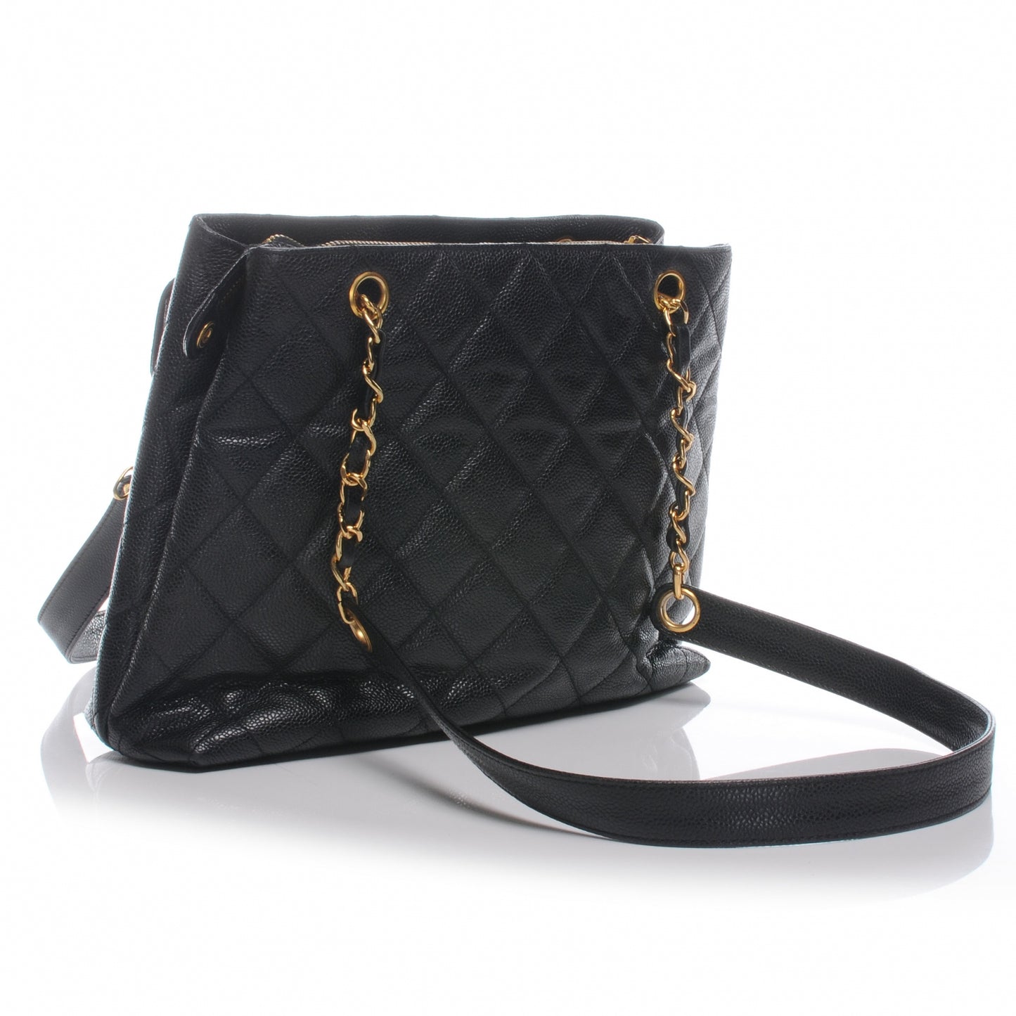 Caviar Quilted Tote Black