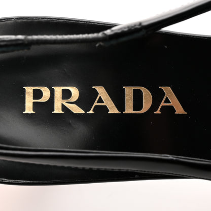 Prada Spazzolato Logo Pointed Toe 45mm Slingback Pumps 40 Black 7 of 12