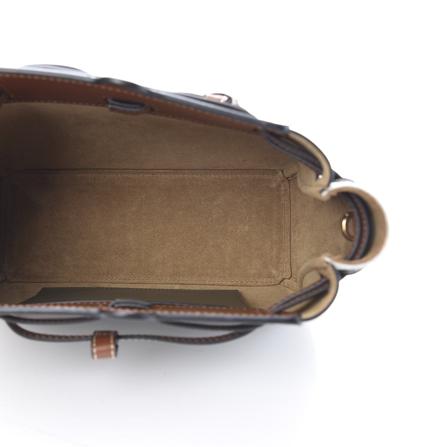 Calfskin Linen Mini Lazo Tote Khaki Green