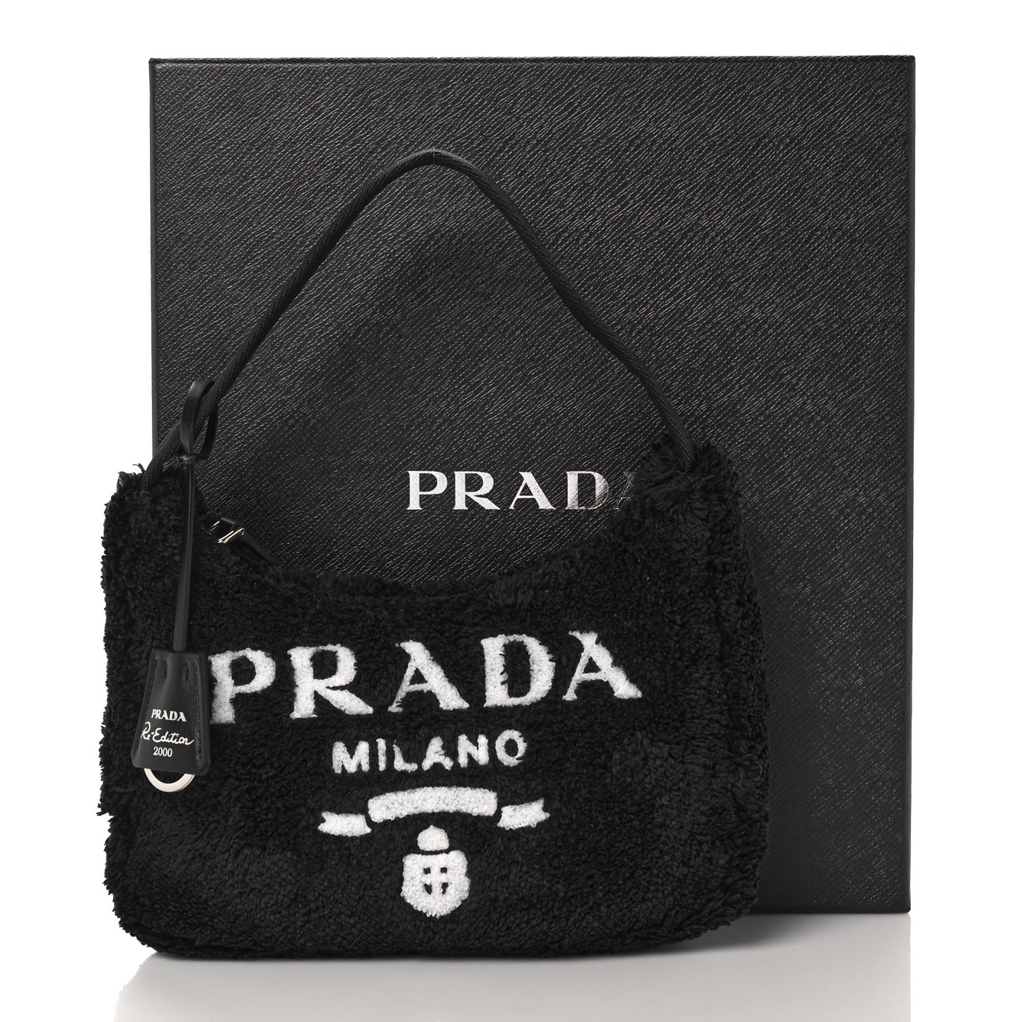 Terry Cloth Mini Re-Edition 2000 Bag Black White