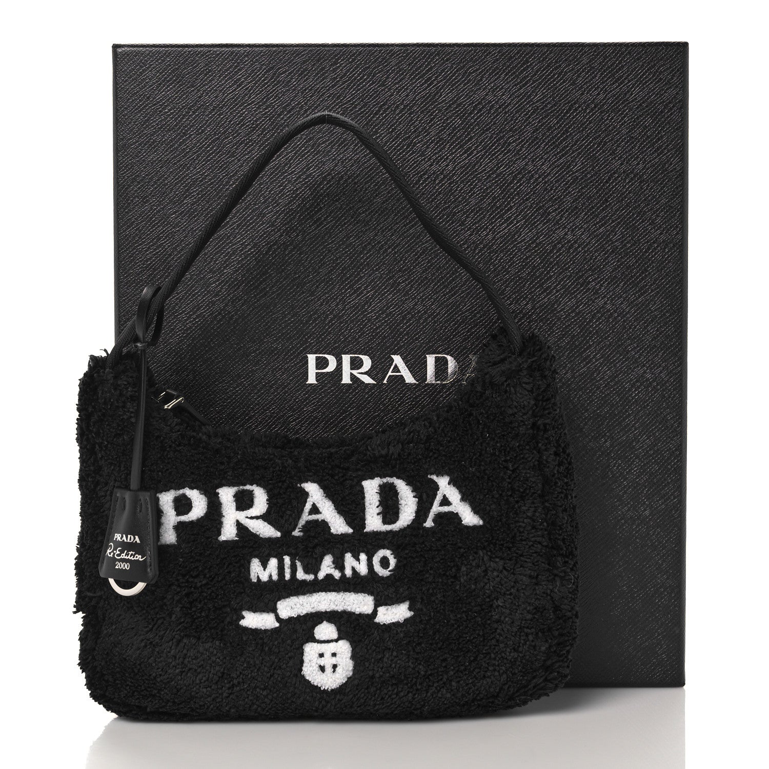 Prada Terry Cloth Mini Re-Edition 2000 Bag Black White 9 of 9