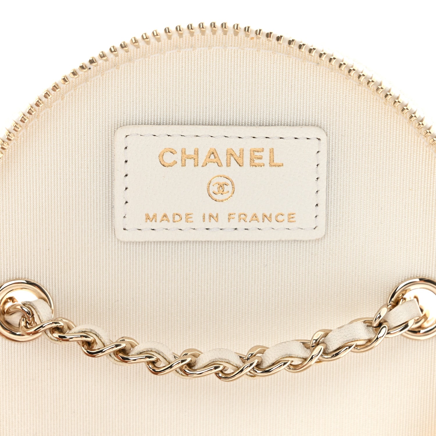 Chanel Lambskin Quilted Round Small Vanity Case With Chain White Black 6 of 15
