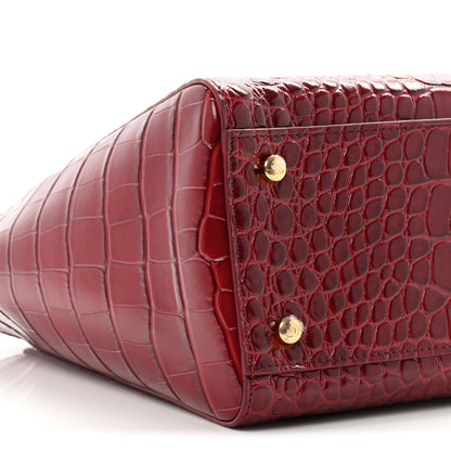Chanel Calfskin Crocodile Embossed Archetype Small Shopping Tote Burgundy 9 of 11