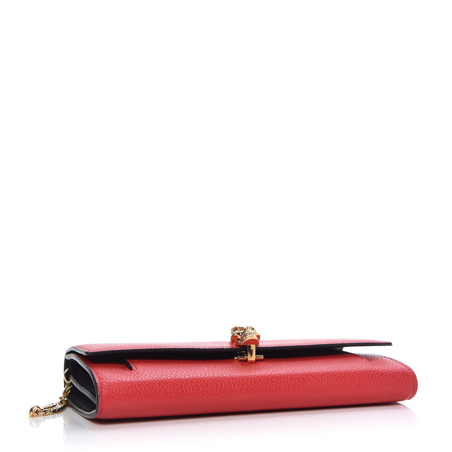 Alexander McQueen Pebbled Calfskin Skull Wallet on Chain Red 4 of 9