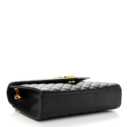 Saint Laurent Grain De Poudre Textured Mixed Matelasse Triquilt Medium Monogram Satchel Black 4 of 10