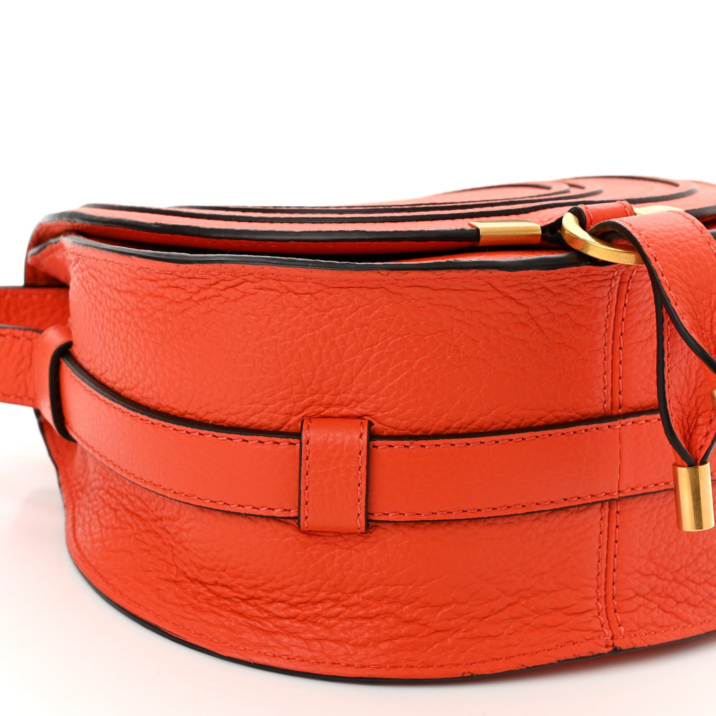 Calfskin Mini Marcie Round Crossbody Bag Rusted Orange