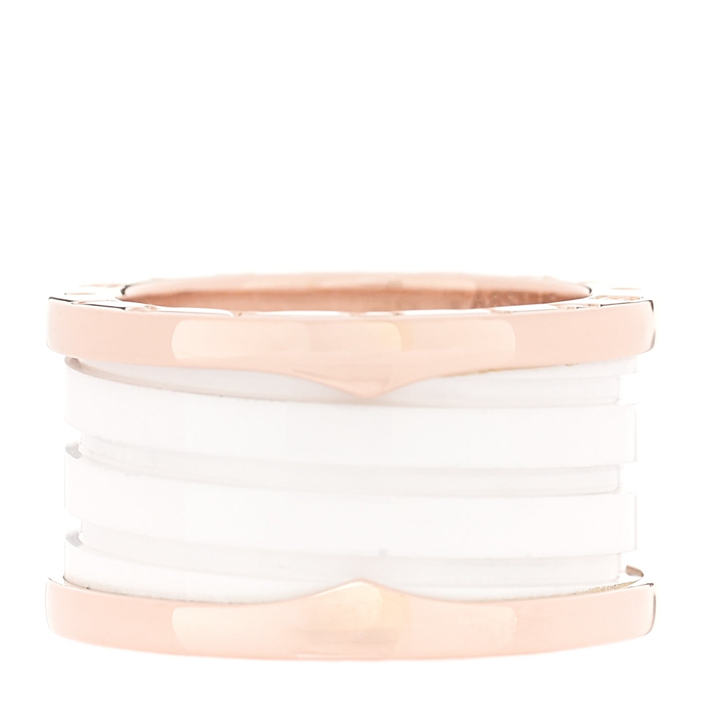 18K Rose Gold White Ceramic B.Zero1 Four-Band Ring 52 6