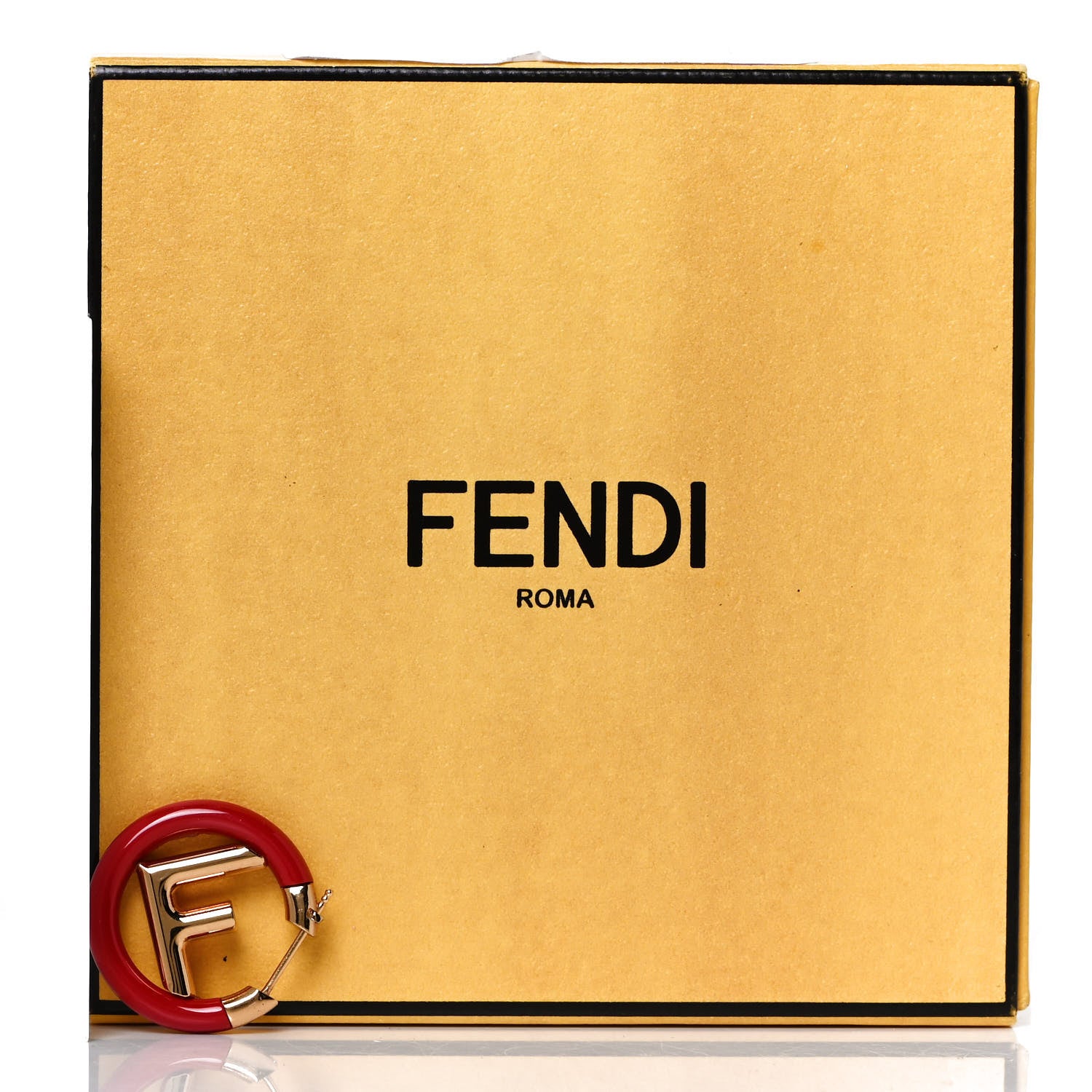 Fendi Metal F is Fendi Enamel Hoop Earring Red Gold 6 of 6