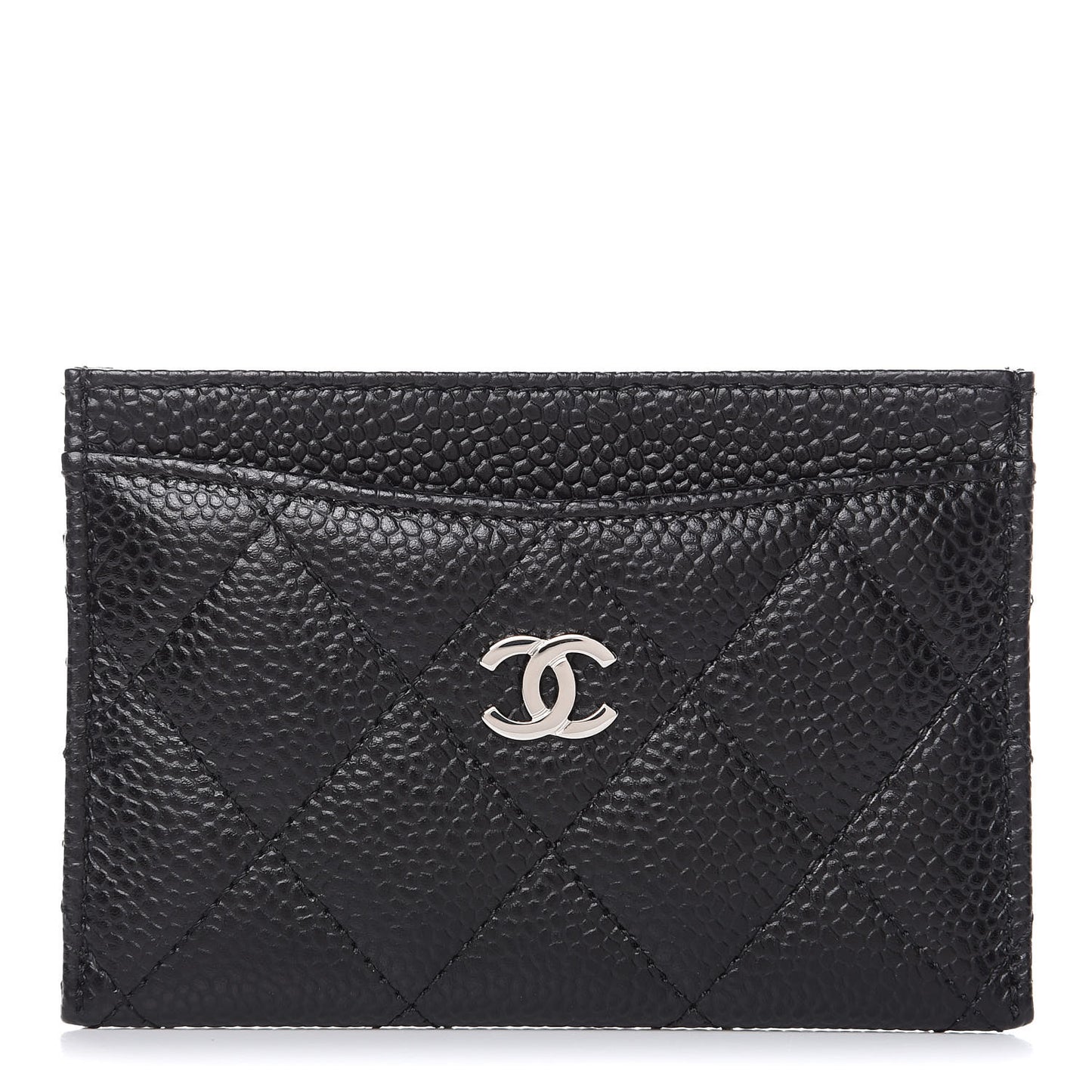 Caviar Quilted Card Holder Black
