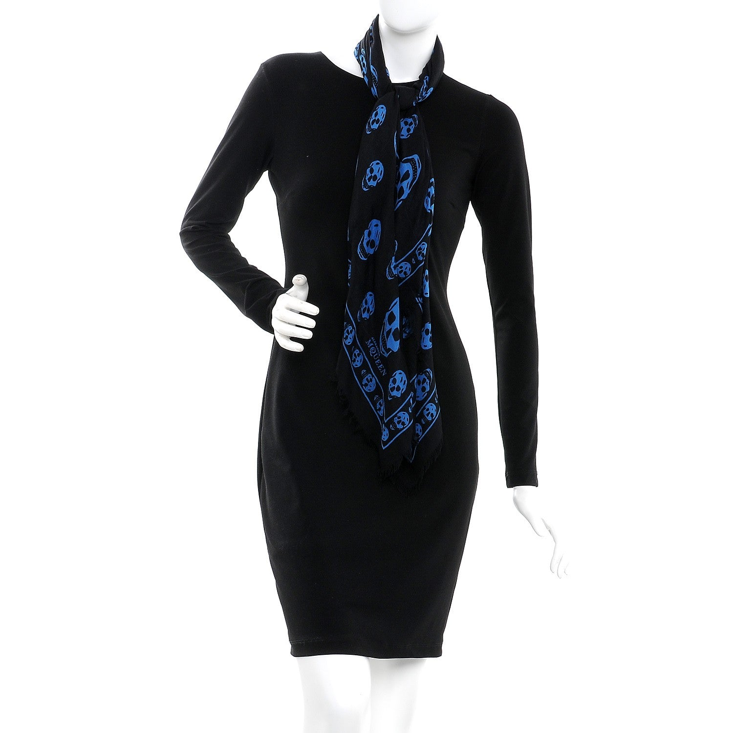 Alexander McQueen Modal Cashmere Skull Scarf Navy Royal Blue 2 of 7