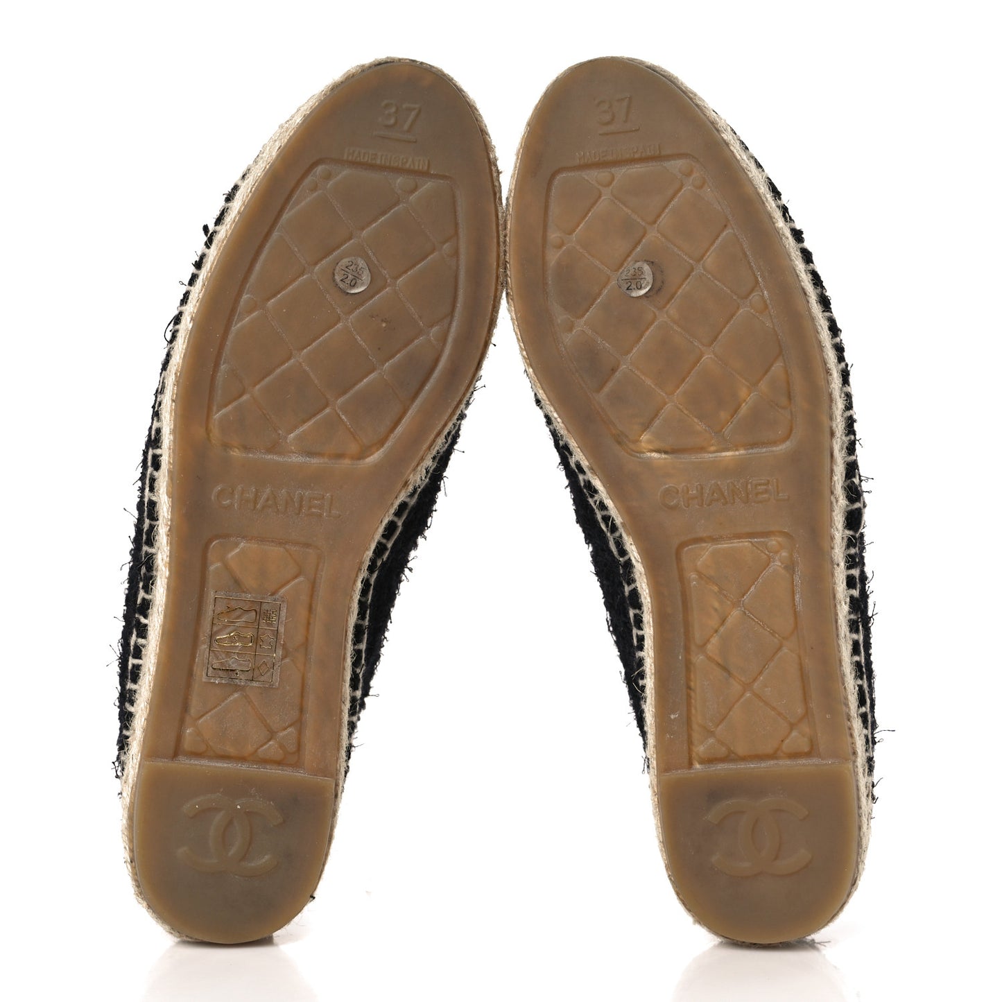 Tweed Lambskin CC Espadrilles 37 Black