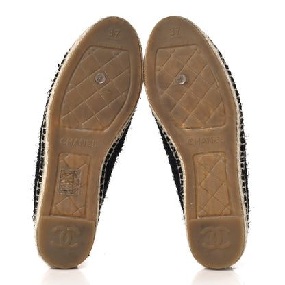 Chanel Tweed Lambskin CC Espadrilles 37 Black 5 of 8