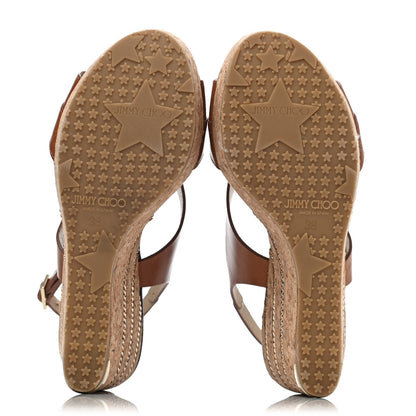 Jimmy Choo Nappa Cork Chain Portia Wedges 38 Brown 4 of 4