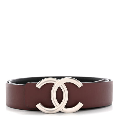 Chanel Calfskin CC Reversible Belt 80/32 Black Burgundy 1 of 8