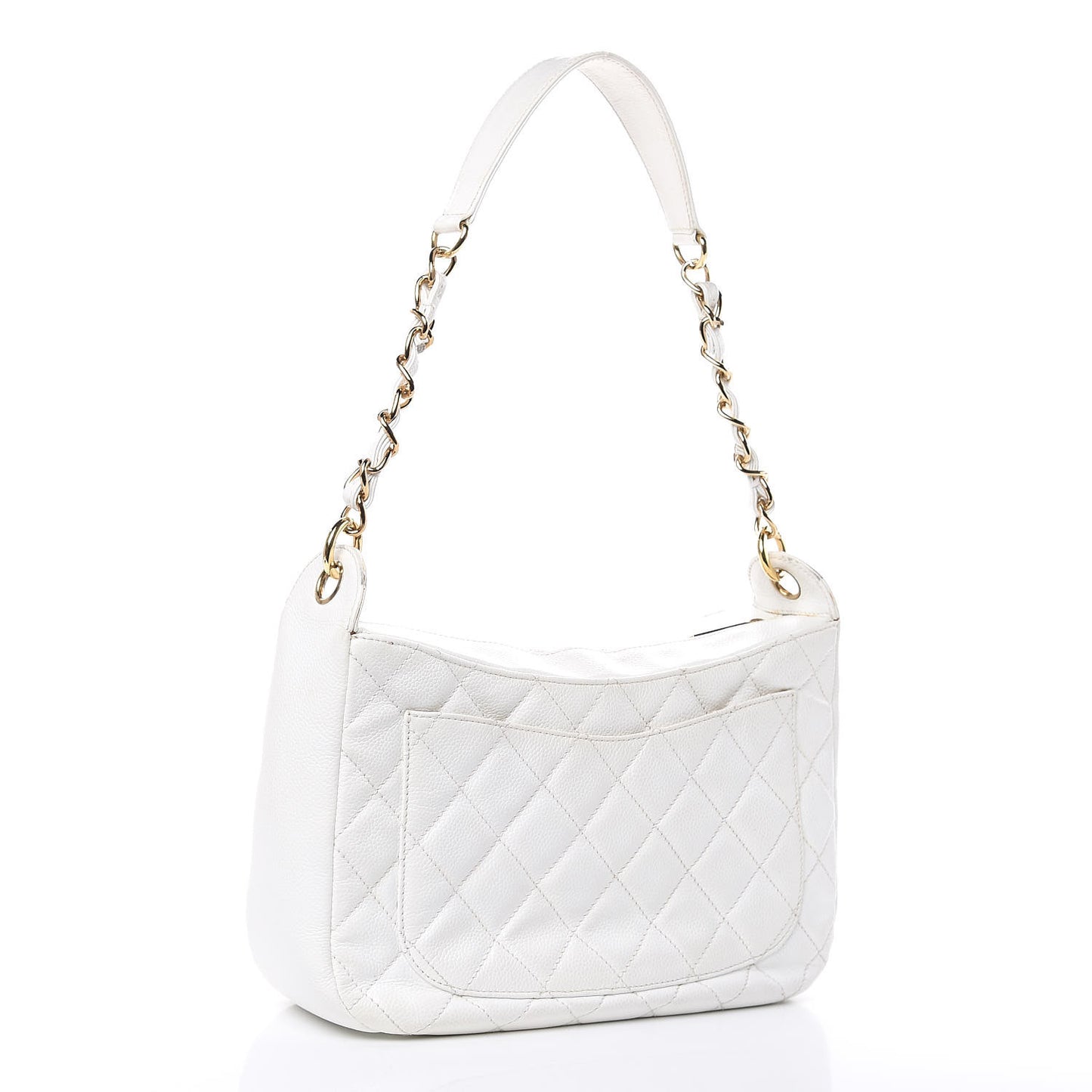 Caviar Quilted Hobo White