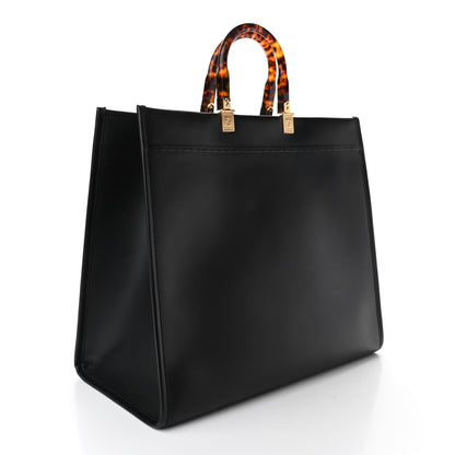 Fendi Vitello King Plexiglass Large Fendi Sunshine Shopper Tote Black 3 of 9