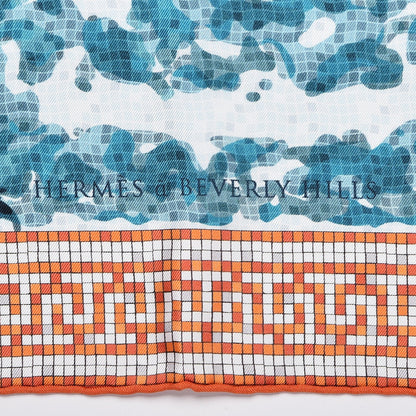 Hermes Silk A Beverly Hills Scarf 90 Bleu 4 of 5