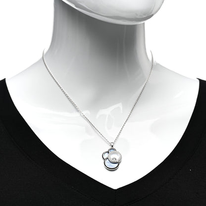 Chopard 18K White Gold Diamond Blue Mother Of Pearl Happy Bubbles Pendant Necklace 2 of 4