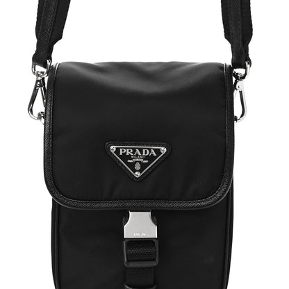 Prada Re-Nylon Saffiano Mini Pocket Single Snap Buckle Messenger Bag Black 8 of 11
