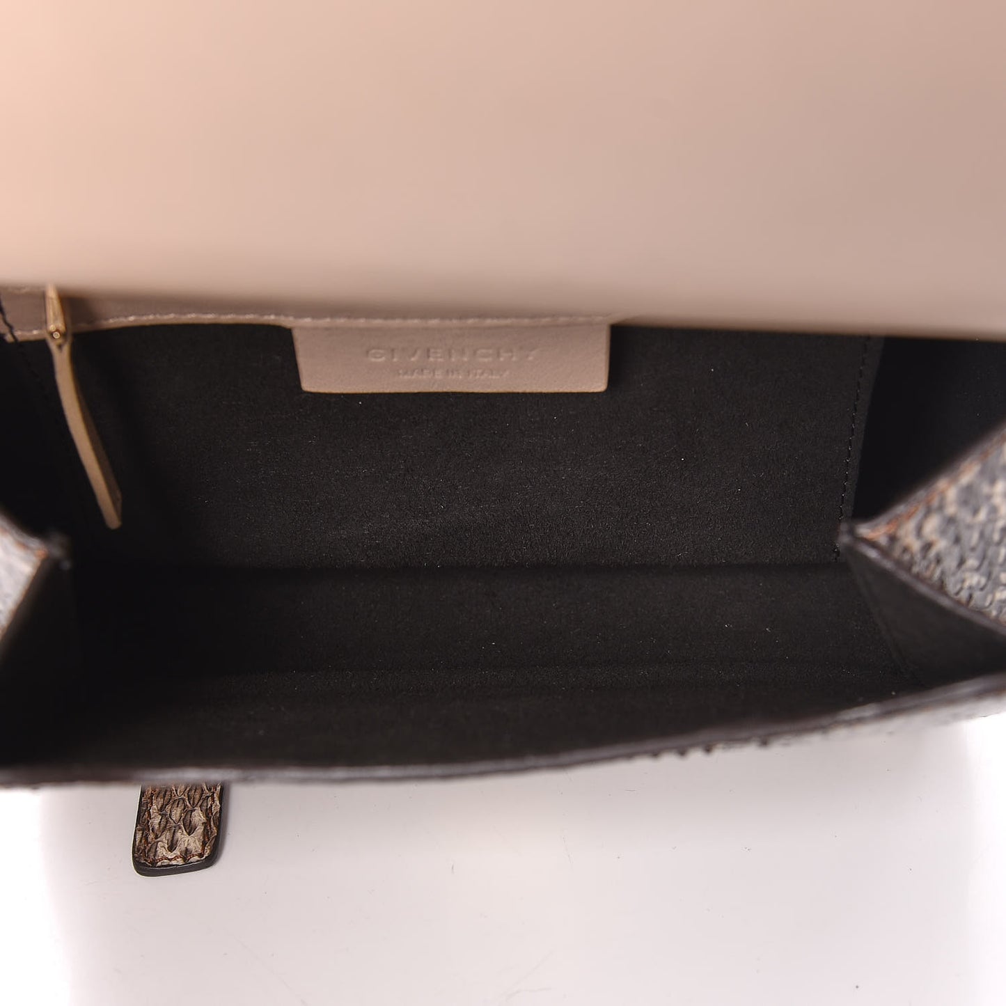 Elaphe Mini Pandora Box Crossbody Bag Beige
