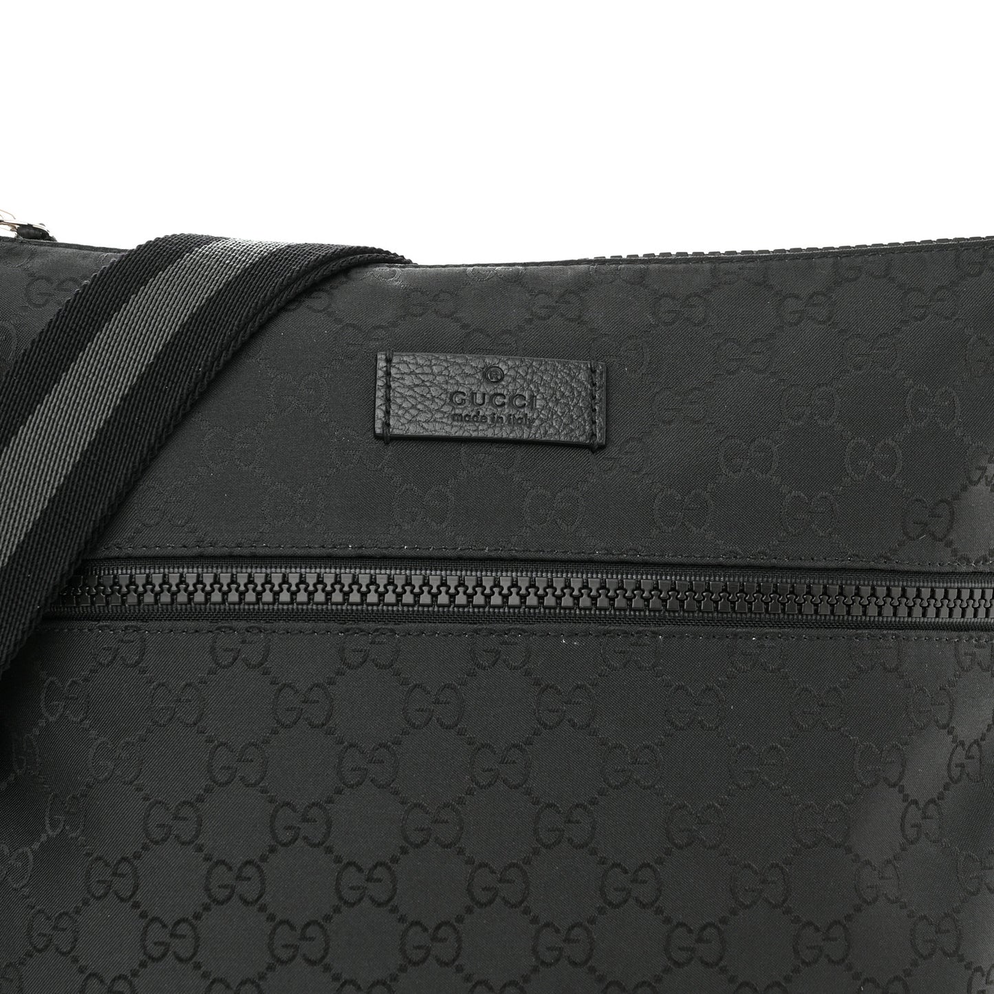 Nylon Monogram Medium Flat Messenger Bag Black