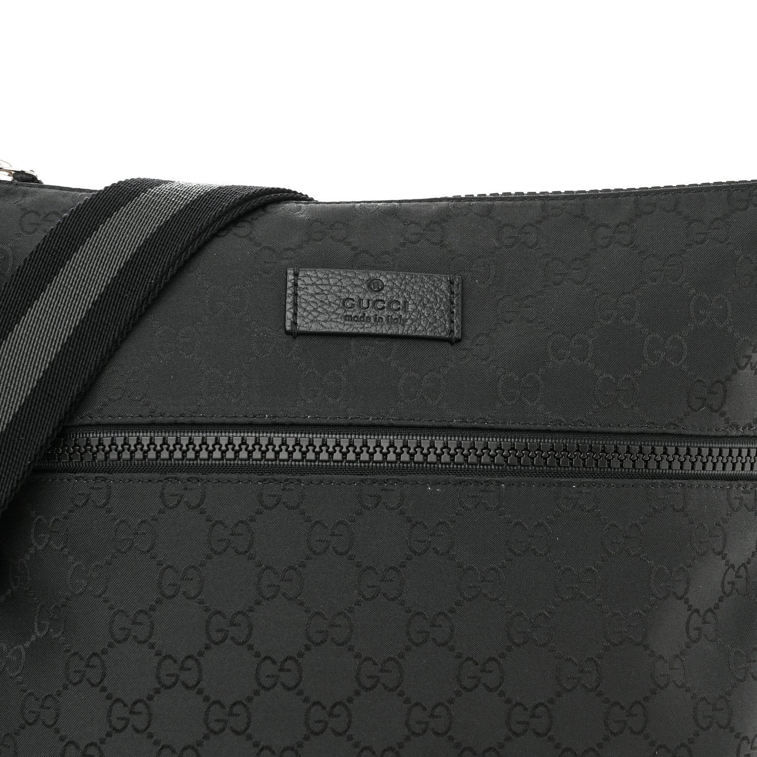 Gucci Nylon Monogram Medium Flat Messenger Bag Black 10 of 10