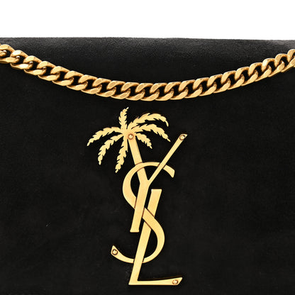 Saint Laurent Suede Small Classic Monogram Palm Tree Kate Satchel Black 7 of 11