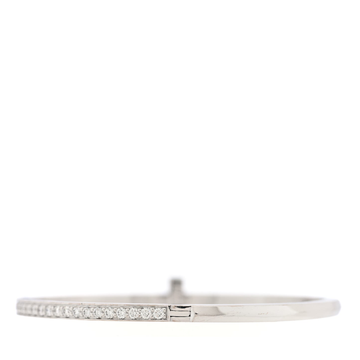 18K White Gold Diamond Narrow T1 Hinged Bangle Bracelet