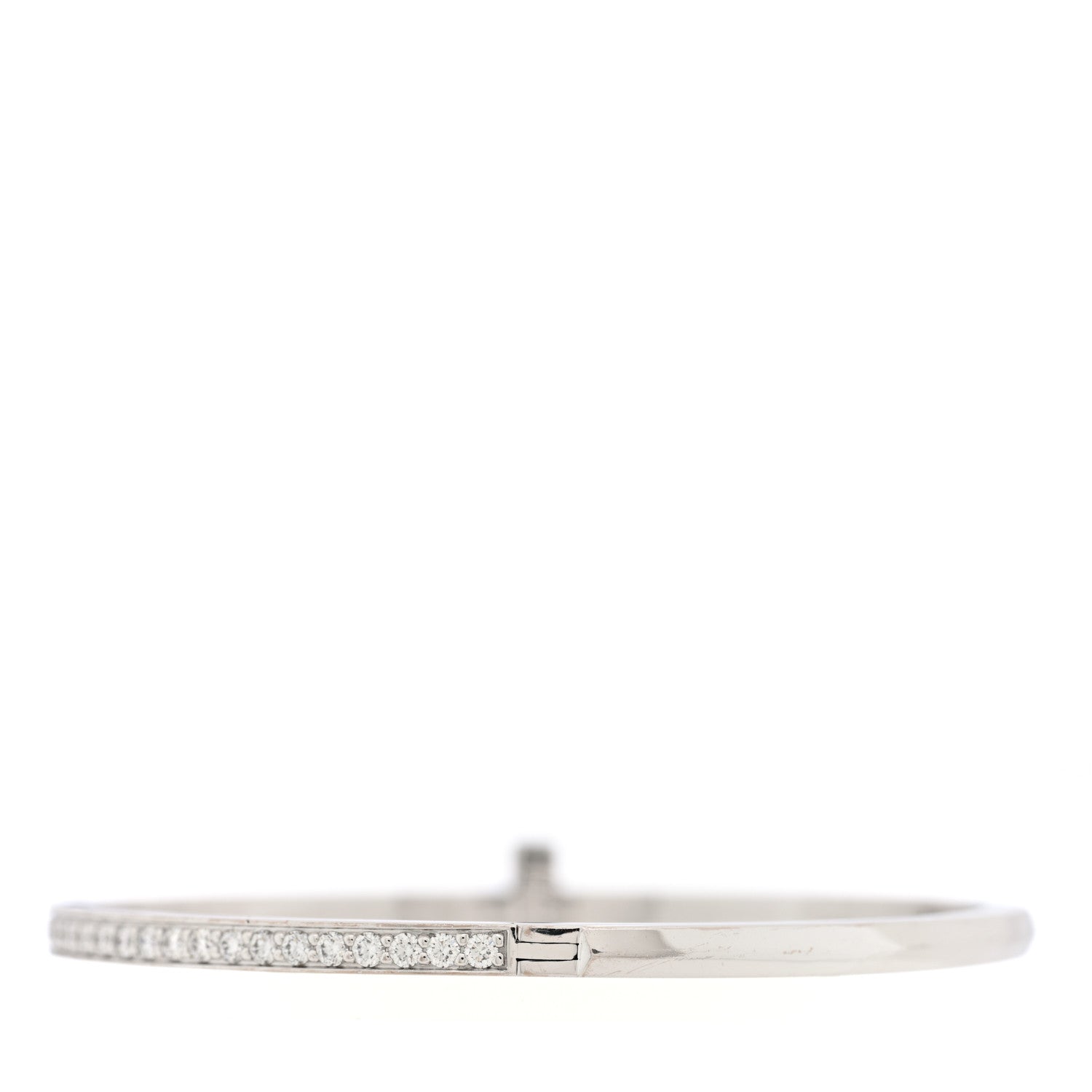 Tiffany 18K White Gold Diamond Narrow T1 Hinged Bangle Bracelet 2 of 4