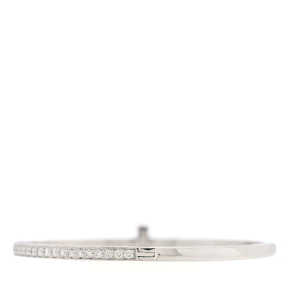 Tiffany 18K White Gold Diamond Narrow T1 Hinged Bangle Bracelet 2 of 4