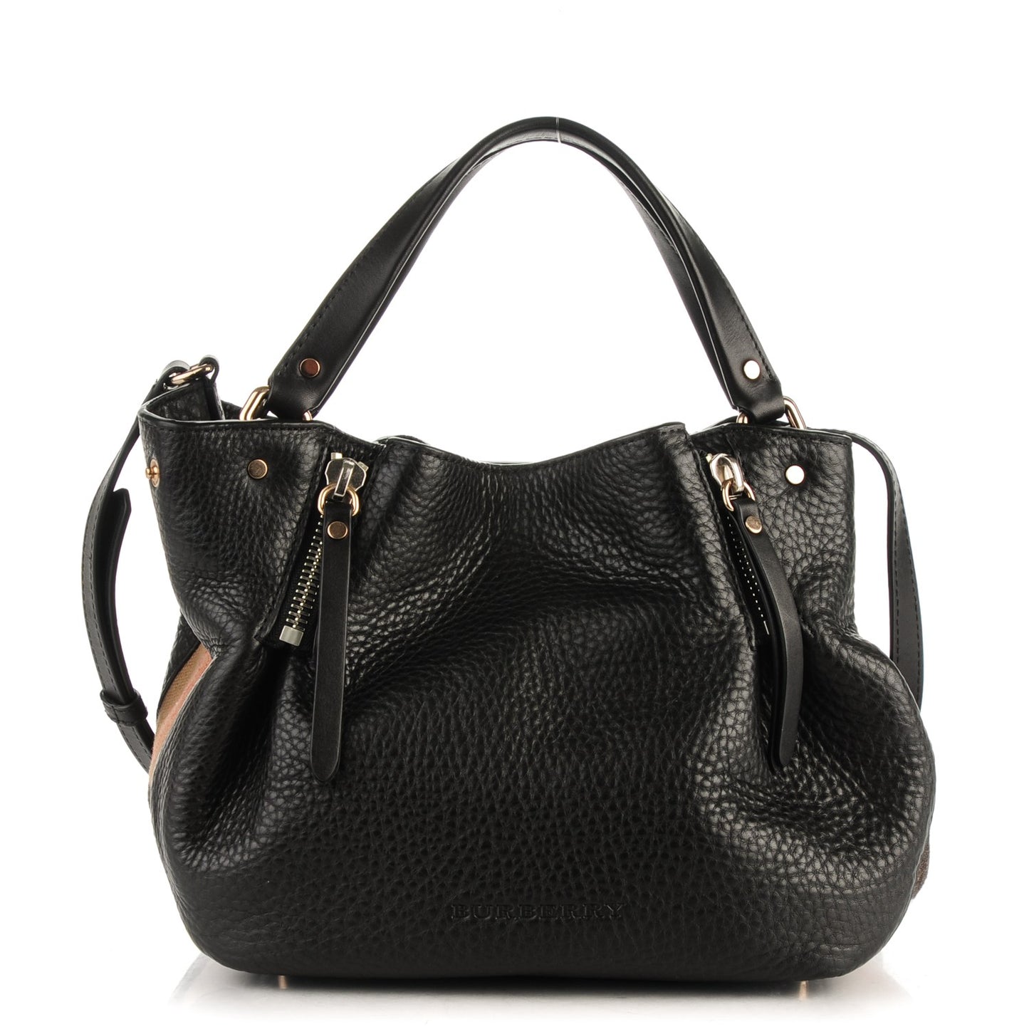 Grainy Calfskin House Check Small Maidstone Black