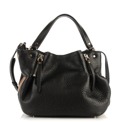 Burberry Grainy Calfskin House Check Small Maidstone Black 1 of 8