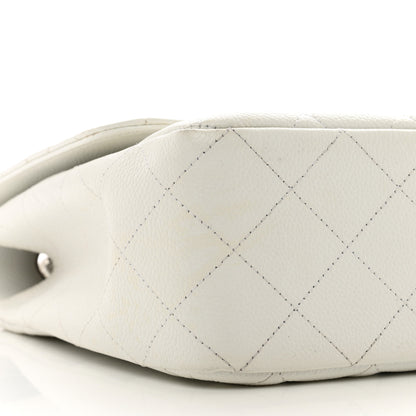 Chanel Caviar Quilted Jumbo Single Flap White 9 of 13