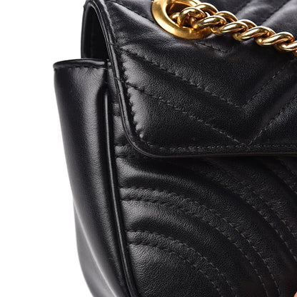 Gucci Calfskin Matelasse Mini GG Marmont Shoulder Bag Black 12 of 19