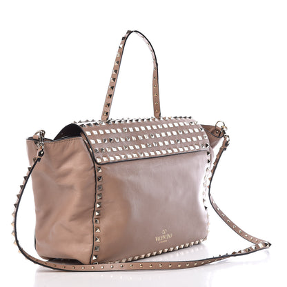 Valentino Garavani Vitello Rockstud Allover Single Handle Flap Tote Beige 3 of 11