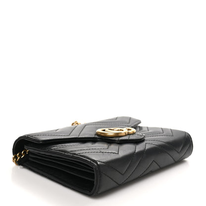 Gucci Calfskin Matelasse GG Marmont Chain Wallet Black 4 of 11