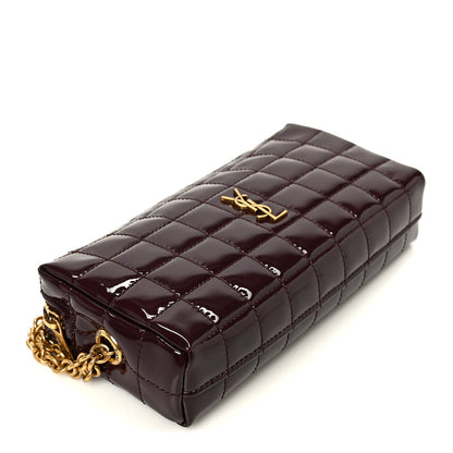 Saint Laurent Patent Calfskin Carre Quilted Cassandre Pouch On Chain Purple 4 of 8
