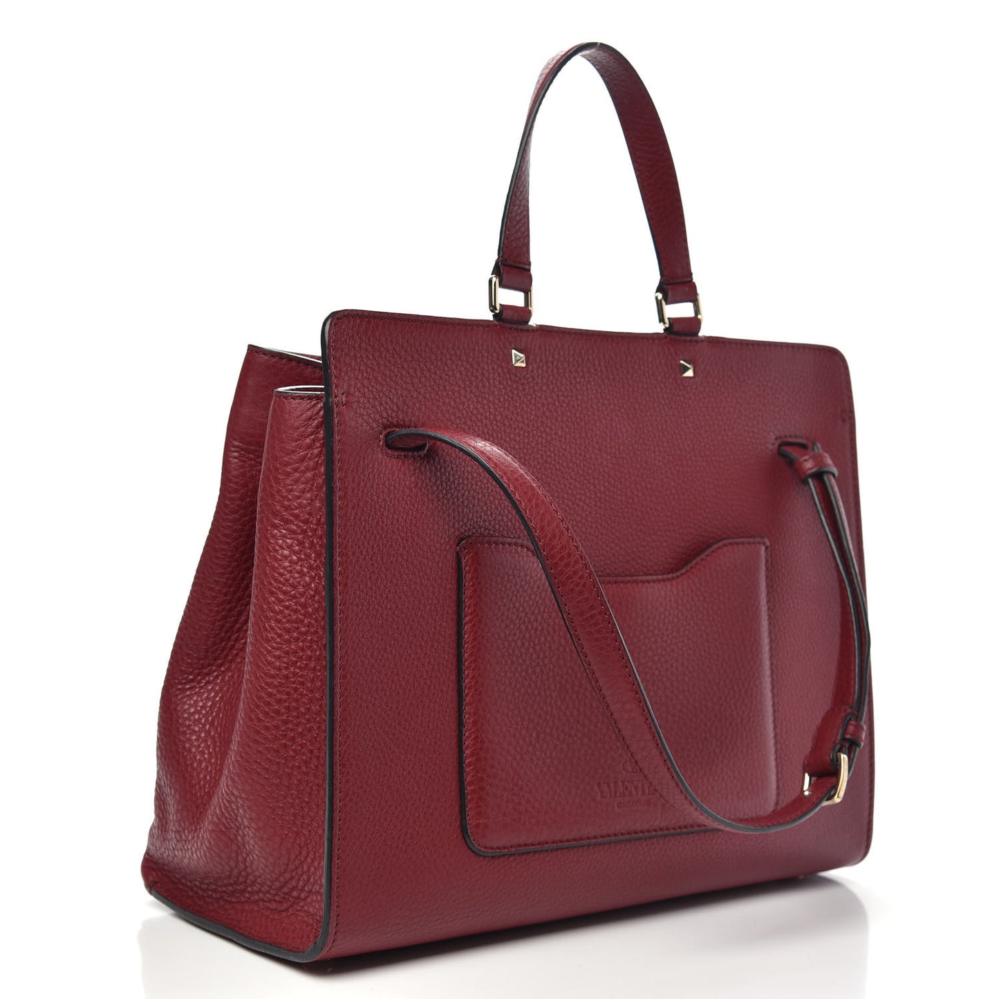 Pebbled Calfskin Large JoyLock Satchel Camelia