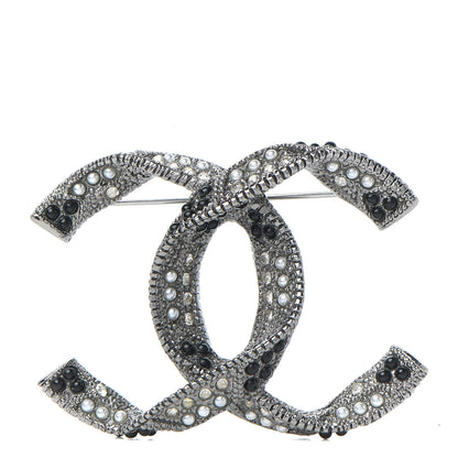 Chanel Ruthenium Pearl Crystal CC Brooch Black 1 of 5