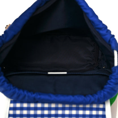Gucci Coated Canvas Childrens Gingham Backpack Blue White 5 of 14