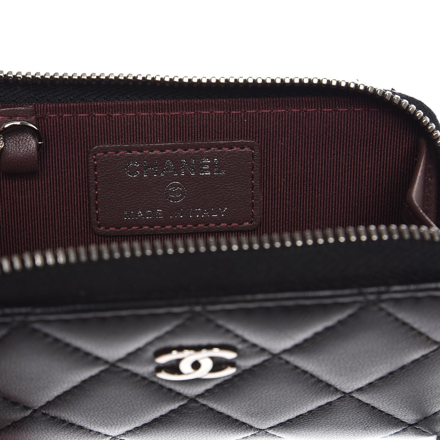 Lambskin Quilted Key Holder Case Black