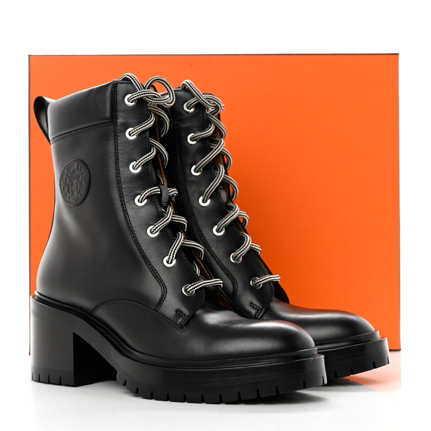 Hermes Calfskin Bridge Ankle Boots 37 Black 9 of 9